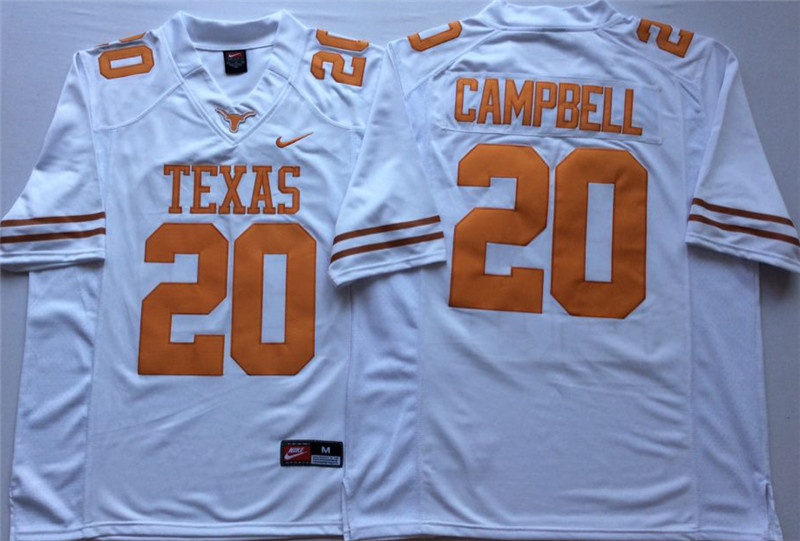 Men's Texas Longhorns #20 Earl Campbell Nike White Football Jersey