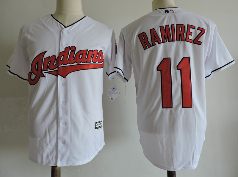 Men's Cleveland Indians #11 Jose Ramirez Majestic White Cool Base Player Jersey