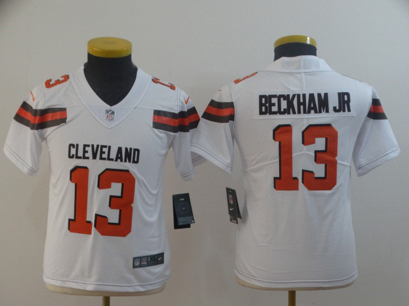 Youth Cleveland Browns #13 Odell Beckham Jr Nike White Jersey