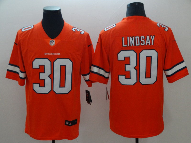 Men's Denver Broncos #30 Phillip Lindsay Orange Nike NFL Vapor Untouchable Color Rush Limited Player Jersey