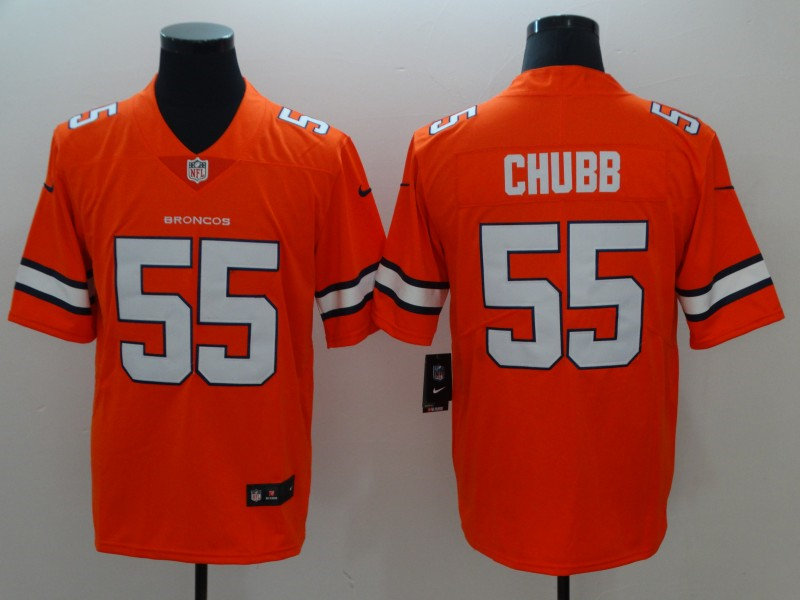 Men's Denver Broncos #55 Bradley Chubb Orange Nike NFL Vapor Untouchable Color Rush Limited Player Jersey
