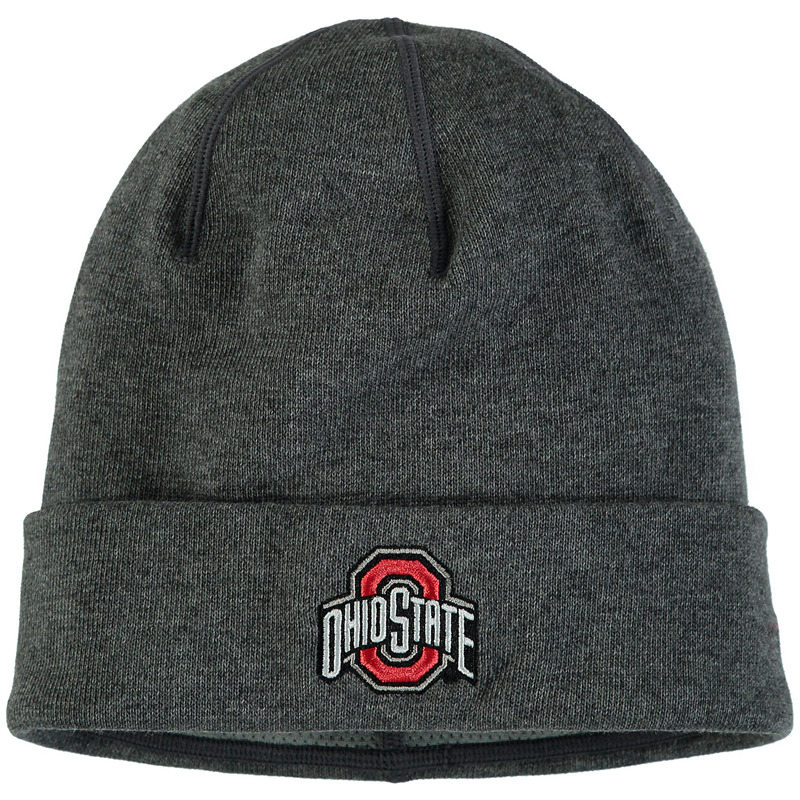 Nike NCAA Ohio State Buckeyes Heathered Charcoal Sideline Training Cuffed Knit Hat -Grey