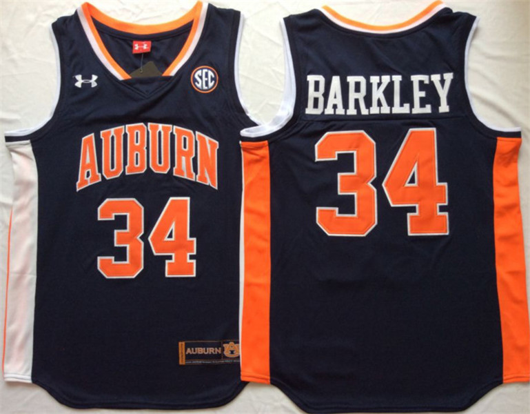 Mens Auburn Tigers #34 Charles Barkley Under Armour Navy Baskeball Jersey