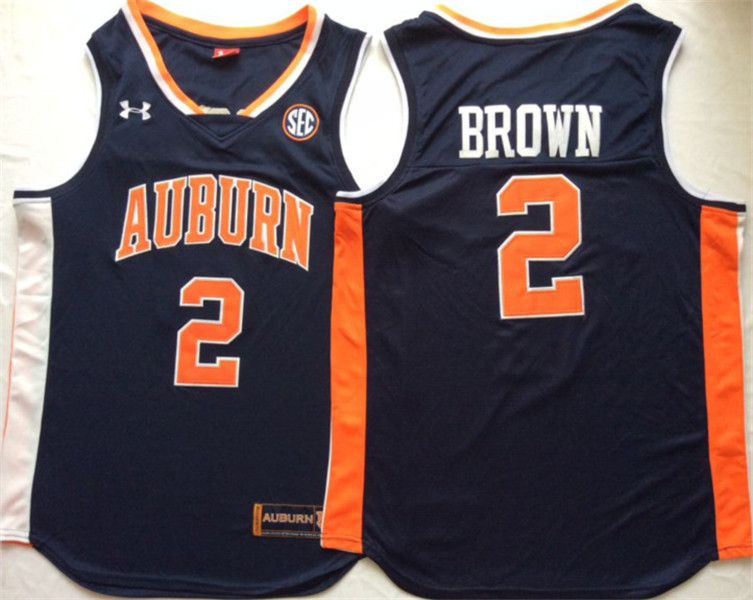 Mens Auburn Tigers #2 Bryce Brown Under Armour Navy Baskeball Jersey