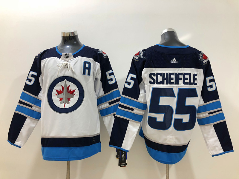 Men's Winnipeg Jets #55 Mark Scheifele adidas White Away Jersey