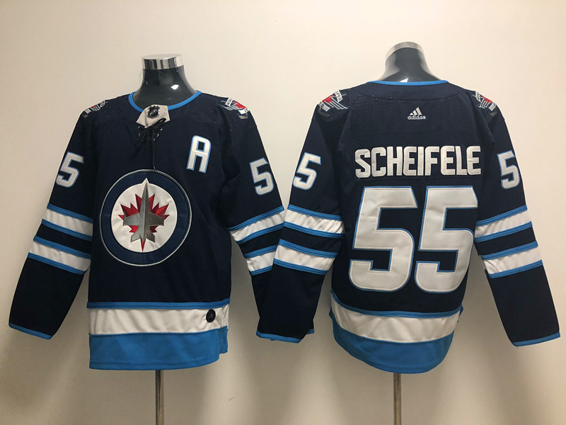 Men's Winnipeg Jets #55 Mark Scheifele adidas Navy Home Jersey