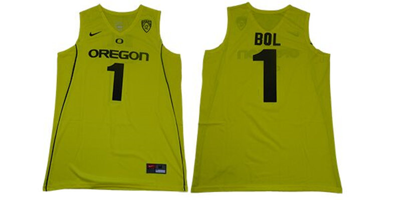 Mens Oregon Ducks #1 Bol Bol Nike 2017 Yellow Black Basketball Jersey