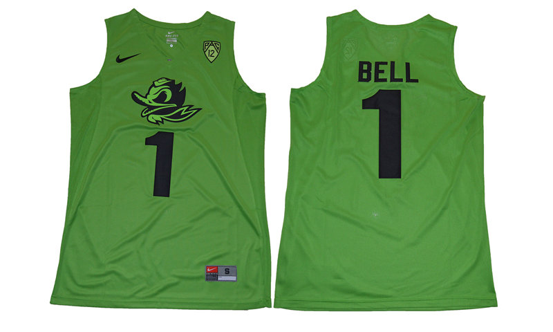 Mens Oregon Ducks #1 Jordan Bell grass green Basketball Jersey