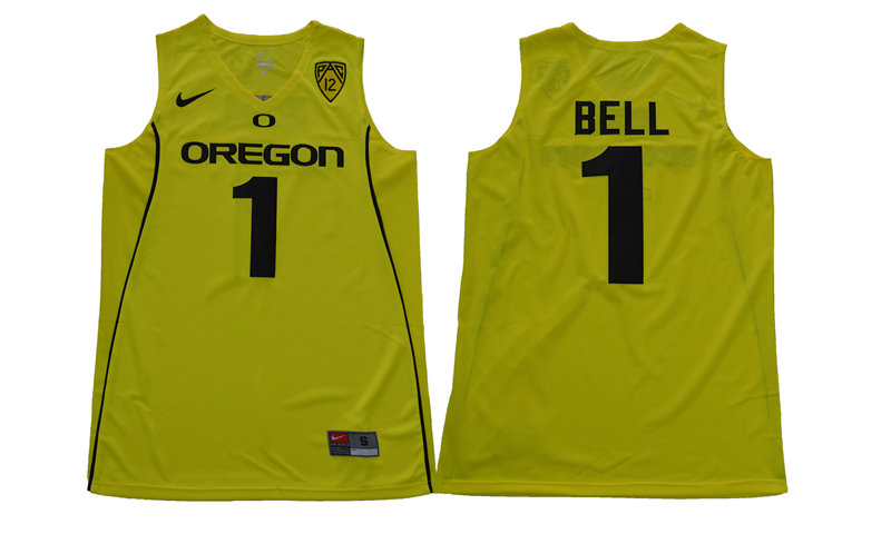 Mens Oregon Ducks #1 Jordan Bell Nike 2017 Yellow Black Basketball Jersey