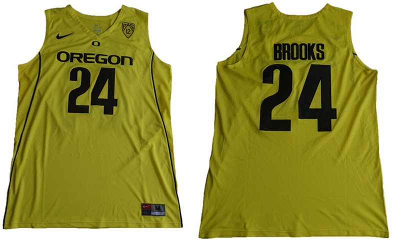 Mens Oregon Ducks #24 Dillon Brooks Nike 2017 Yellow Black Basketball Jersey