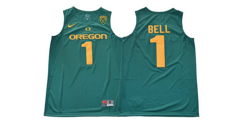 Mens Oregon Ducks #1 Jordan Bell  Apple green Basketball Jersey