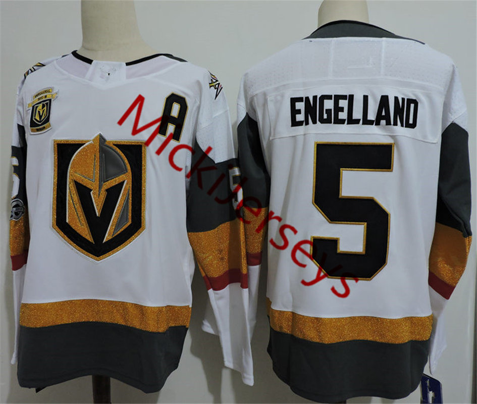 Men's Vegas Golden Knights #5 Deryk Engelland  Adidas White Jersey