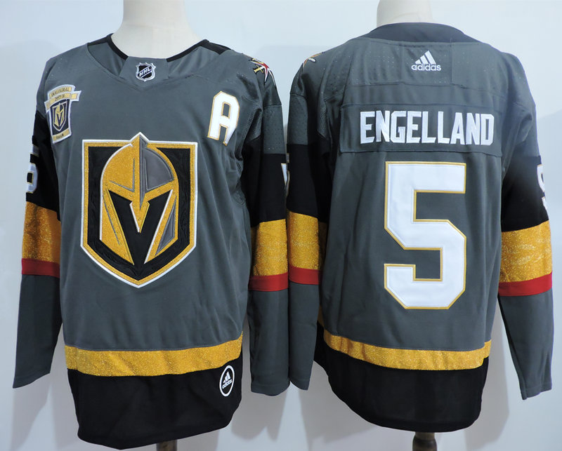 Men's Vegas Golden Knights #5 Deryk Engelland Adidas Grey Jersey
