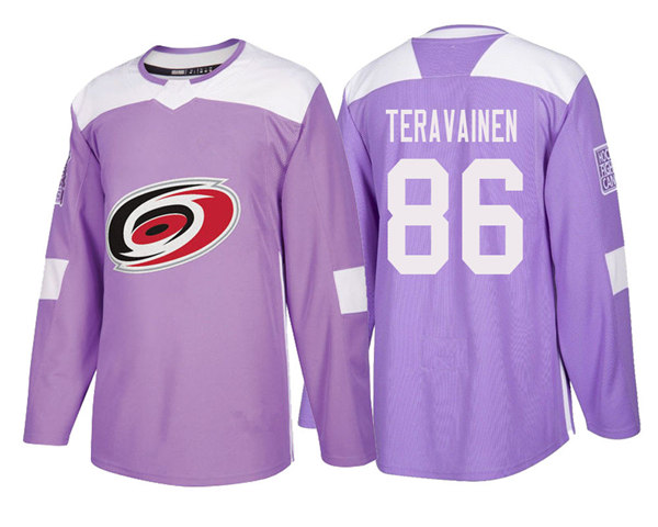 Men's Carolina Hurricanes #86 Teuvo Teravainen Adidas Purple Hockey Fights Cancer Jersey