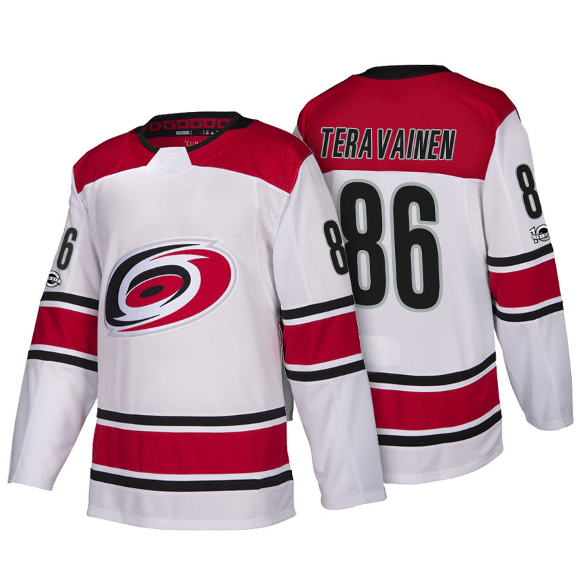 Men's Carolina Hurricanes #86 Teuvo Teravainen White Road Jersey