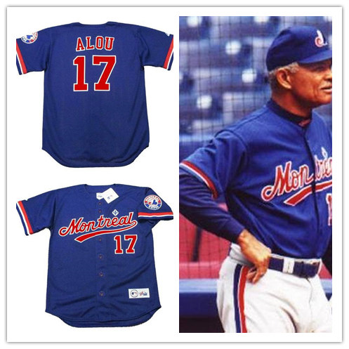 Men's Montreal Expos #17 FELIPE ALOU 1994 Majestic Throwback Baseball Jersey