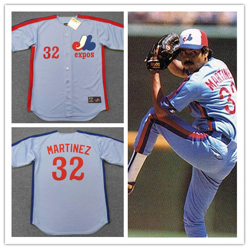 Men's Montreal Expos #32 DENNIS MARTINEZ 1988 Majestic Cooperstown Away Baseball Jersey
