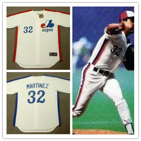 Men's Montreal Expos #32 DENNIS MARTINEZ 1989 Majestic Cooperstown Throwback Home Baseball Jersey