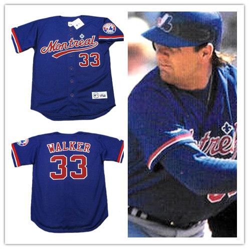 Men's Montreal Expos #33 LARRY WALKER 1994 Majestic Throwback Baseball Jersey 