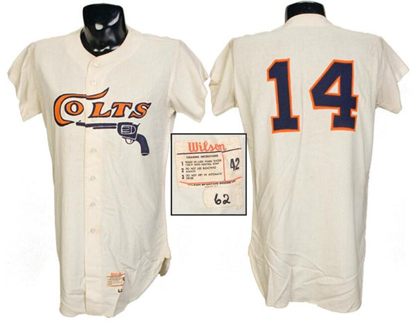 Mens  Houston Colt 45s #14 Bob Aspromonte 1962 Cream Mitchell & Ness Throwback Baseball Jersey