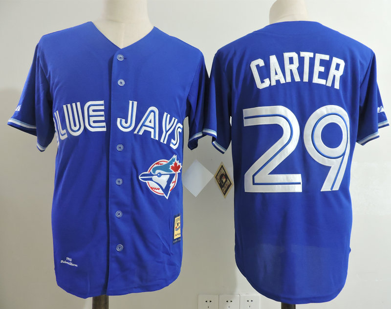Men's Toronto Blue Jays Retired Player #29 Joe Carter Blue Throwback Jersey