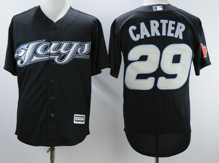 Men's Toronto Blue Jays Retired Player #29 Joe Carter Black Throwback Jersey