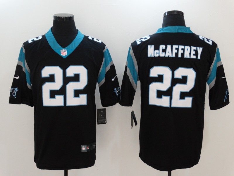 Men's Carolina Panthers #22 Christian McCaffrey Black Nike Vapor Untouchable Limited Jersey