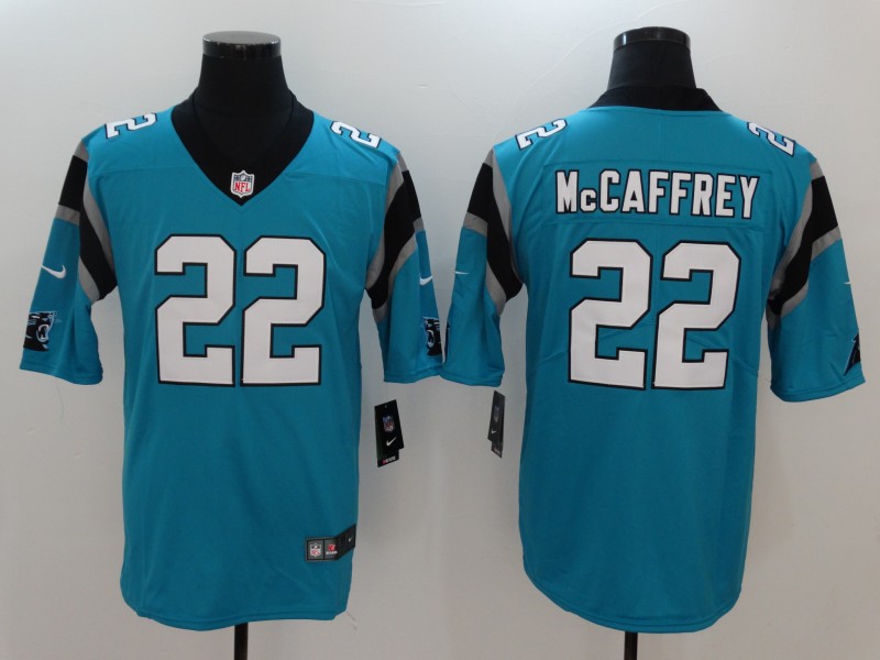 Men's Carolina Panthers #22 Christian McCaffrey Blue Nike Vapor Untouchable Limited Jersey