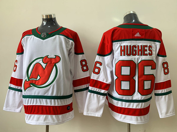 Men's New Jersey Devils #86 Jack Hughes  Adidas White Alternate Jersey