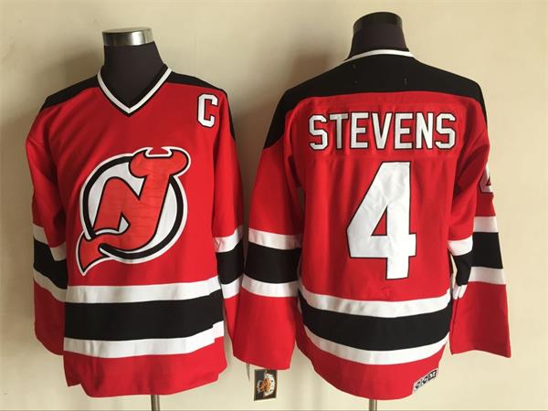 Men's New Jersey Devils #4 Scott Stevens Red CCM Throwback Jersey