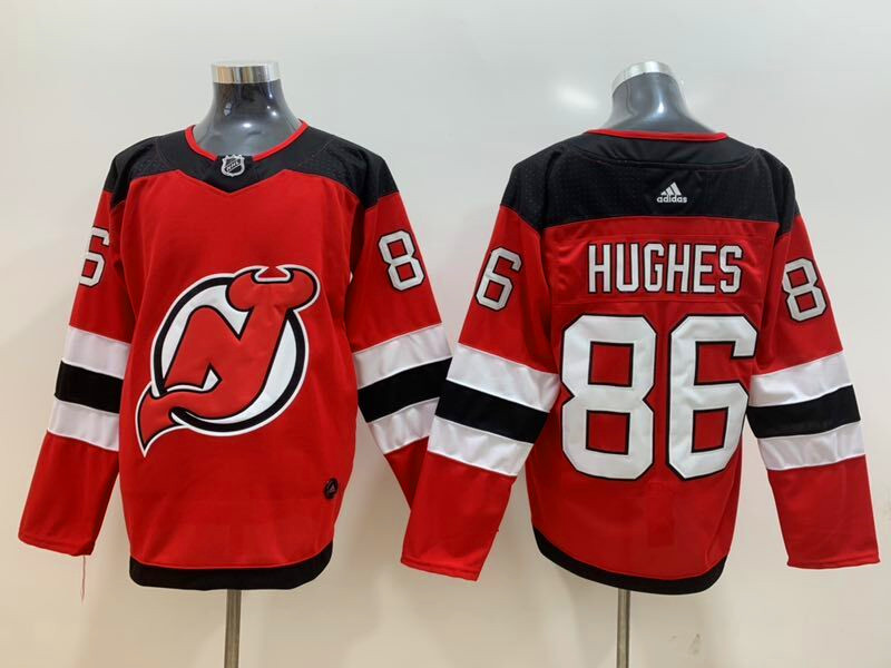 Men's New Jersey Devils #86 Jack Hughes Adidas Home Red Jersey