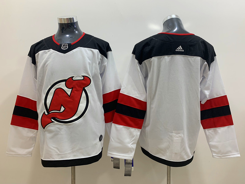 Men's New Jersey Devils Blank Adidas Away White Jersey