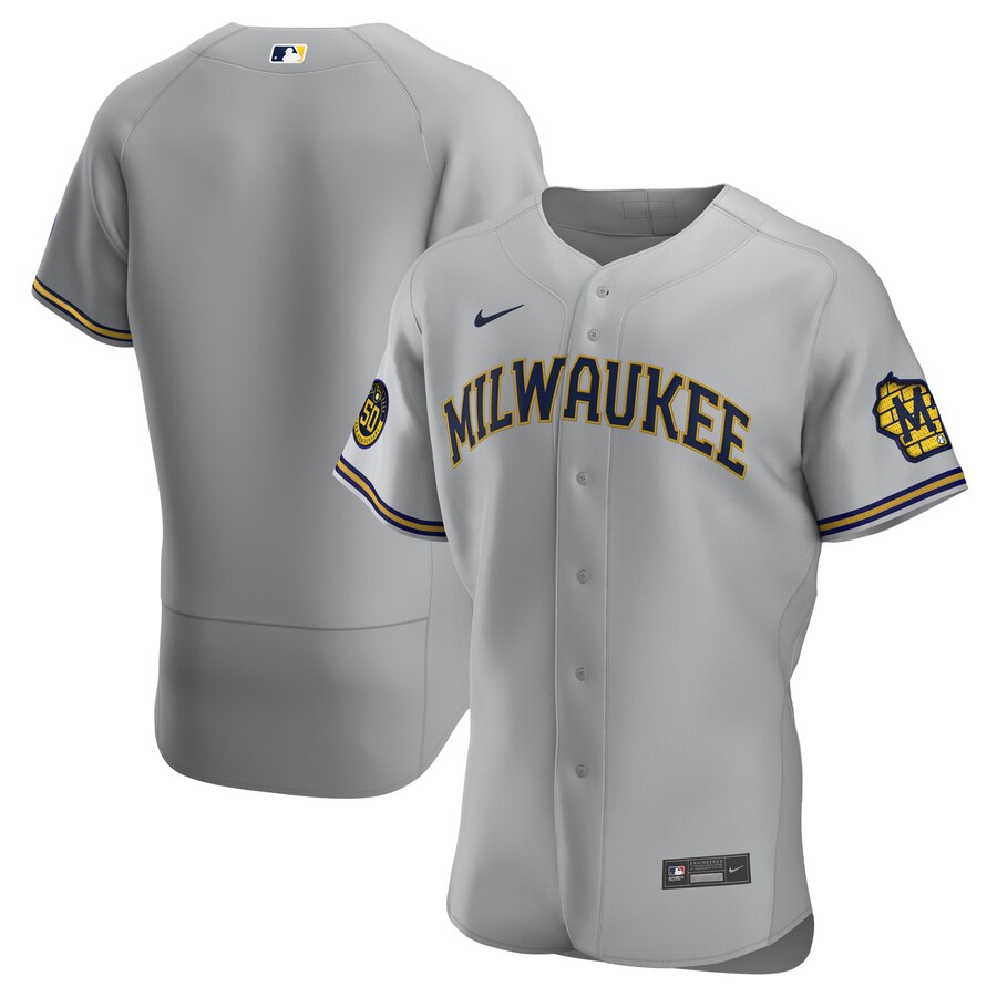 Men's Milwaukee Brewers Nike Gray Road 2020 Authentic Team Jersey