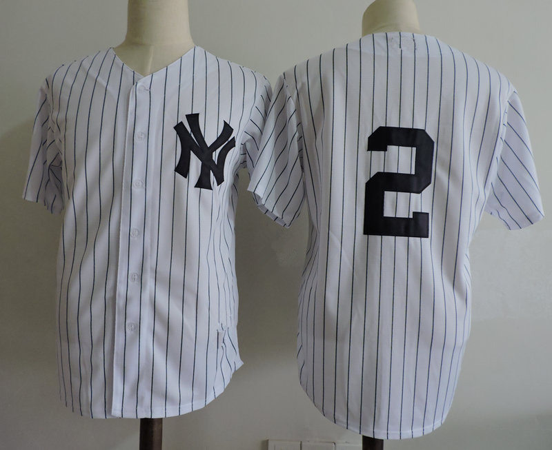 Men's New York Yankees #2 Derek Jeter Majestic Home White Baseball Jersey