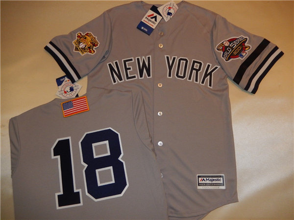 New York Yankees #18 SCOTT BROSIUS Grey COOL BASE Baseball Jersey
