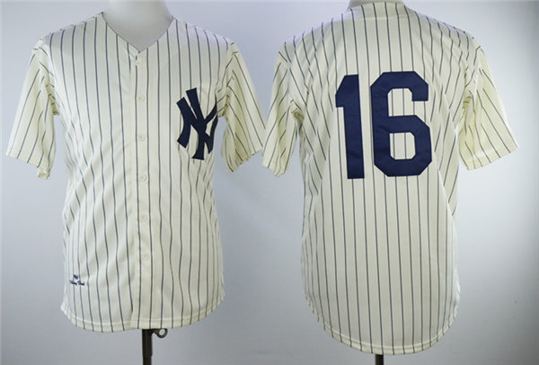 Mens New York Yankees #16 WHITEY FORD Cream Mitchell&Ness Cooperstown Collection Throwback Jersey