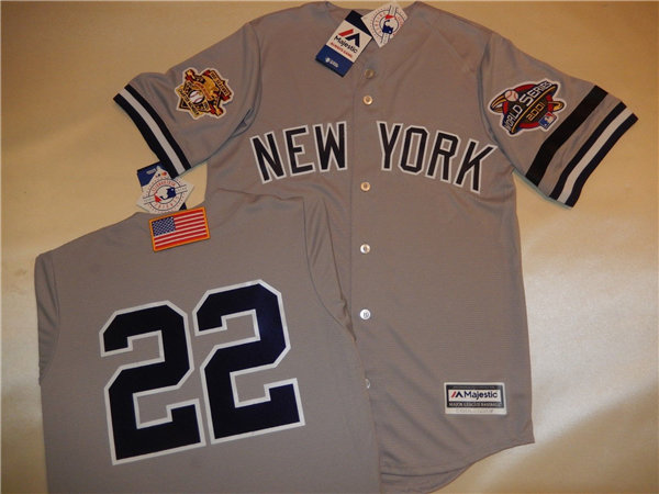 Mens New York Yankees #22 ROGER CLEMENS Grey Majestic Cooperstown 2001 World Series GAME Baseball Jersey 
