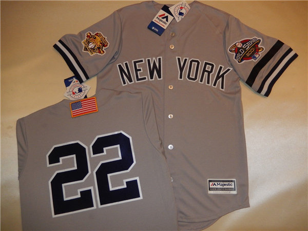 Mens New York Yankees #22 ROGER CLEMENS Grey Majestic Cooperstown 2001 World Series GAME Baseball Jersey 
