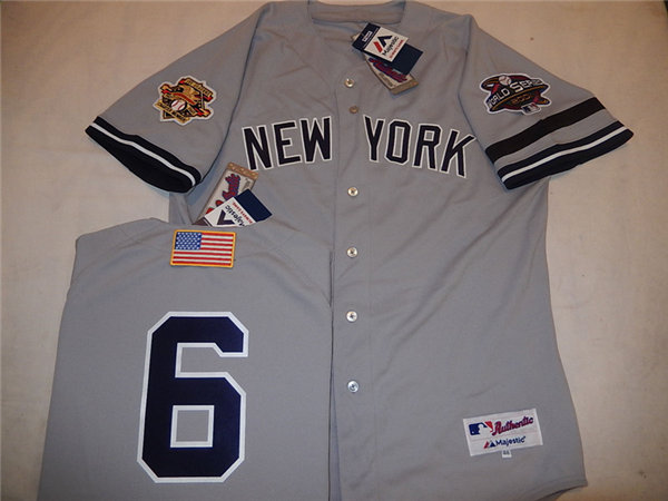 Mens New York Yankees #6 JOE TORRE Gray Majestic Cooperstown 2001 World Series GAME Baseball Jersey
