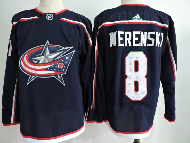 Men's Columbus Blue Jackets #8 Zach Werenski adidas Navy Hockey Jersey