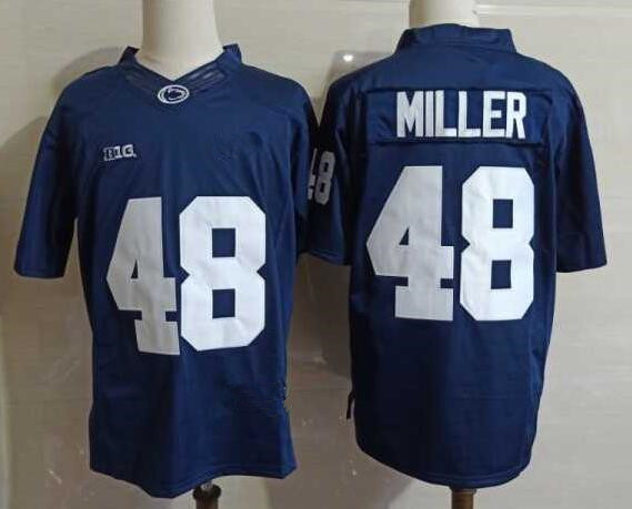 Mens Penn State Nittany Lions #48 Shareef Miller Navy Football Jersey -with Name