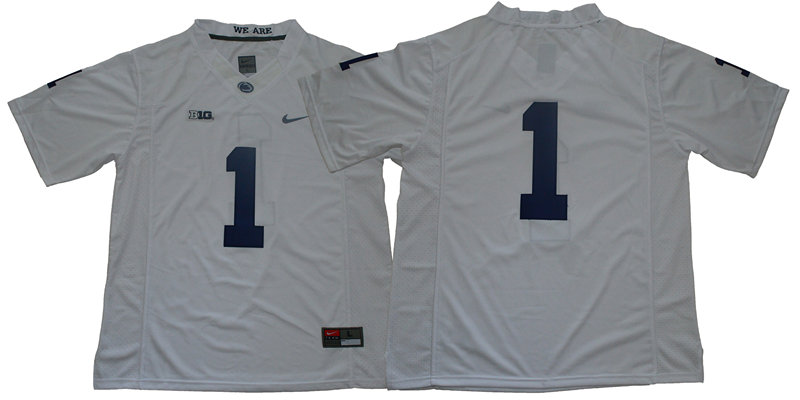 Mens Penn State Nittany Lions #1 KJ Hamler White Football Jersey -Without Name