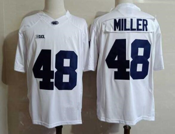 Mens Penn State Nittany Lions #48 Shareef Miller White Football Jersey -with Name