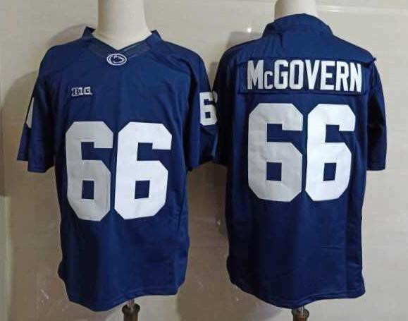 Mens Penn State Nittany Lions #66 Connor McGovern Navy Football Jersey -with Name
