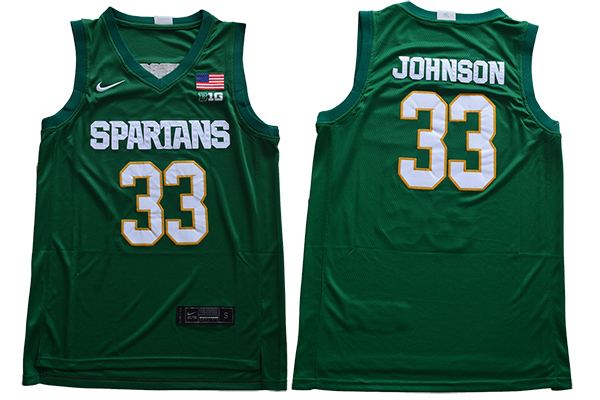 Men's Michigan State Spartans #33 Magic Johnson Green College Basketball Jersey
