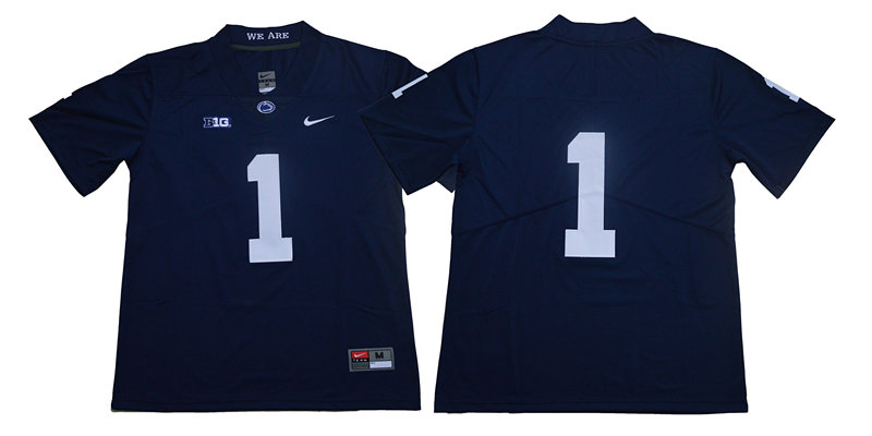 Mens Penn State Nittany Lions #1 Christian Campbell Navy Football Jersey -Without Name
