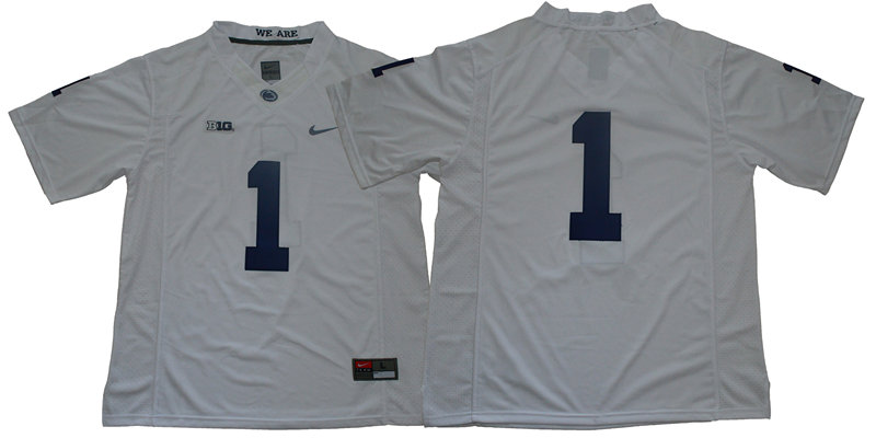 Mens Penn State Nittany Lions #1 Christian Campbell White Football Jersey -Without Name