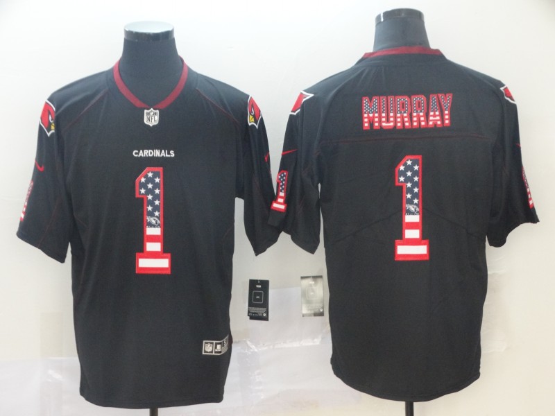 Men's Arizona Cardinals #1 Kyler Murray Nike USA Flag Fashion Black Color Rush Limited Jersey