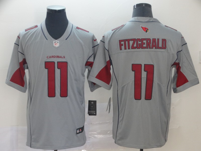 Mens Arizona Cardinals #11 Larry Fitzgerald Nike Silver Inverted Legend Jersey