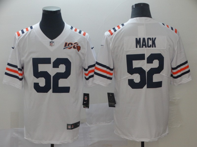 Men's Chicago Bears #52 Khalil Mack Nike White 100th Season Retired Alternate Game Jersey
